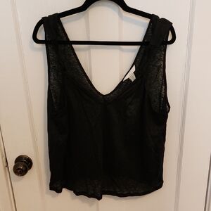 H&M Linen Black Tank Top New With Tages US XL